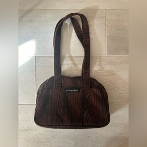 Vintage Marimekko Brown and Black Striped Shoulder Bag